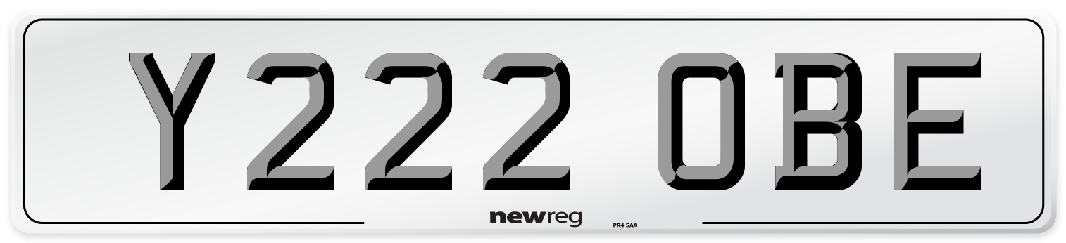 Y222 OBE Number Plate from New Reg